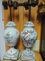 Pair Table Lamps 21&quot; French style Porcelain 19th century double socket A... - $3,727.95 MXN