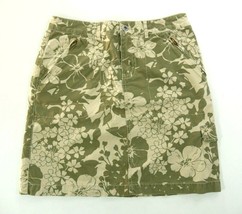 Eddie Bauer Green Floral Short Sport Jean Style Skirt Casual Hiking Wome... - £26.74 GBP