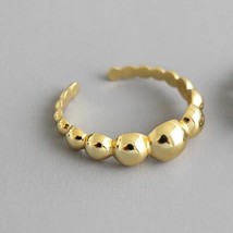 Peri&#39;sBox Small Beads Polished Gold Rings Circle Geometric Rings for Women 925 S - £13.86 GBP