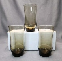 Vintage Libbey Apollo Tawny Brown 13 oz Flat Tumblers Highball Glasses Set of 3 - £7.34 GBP