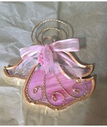 Stained Glass Angel Iridescent Pink Gold Suncatcher Christmas Ornament - $222.41 MXN