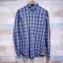 Johnnie O Twill Button Down Shirt Blue Multicolor Plaid Long Sleeve Mens... - $39.59
