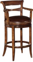 Bar Stool WOODBRIDGE Round Seat Curved Back Tapered Sabre Legs Scrolled Arms - £1,565.93 GBP