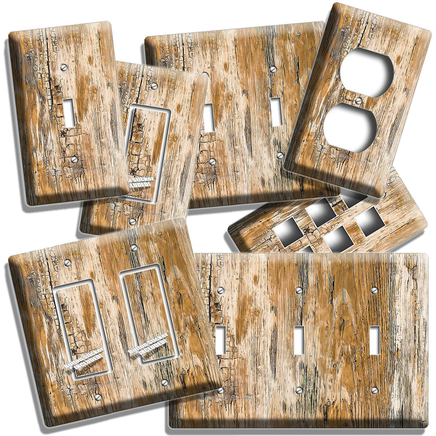 RUSTIC BEACHWOOD AGED WORN OUT WOOD LIGHT SWITCH PLATE OUTLET BEDROOM ROOM DECOR
