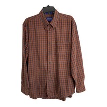 Pendleton Mens Shirt Button Up Adult Size XL Orange Plaid Merino Wool Po... - $31.09