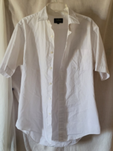 Men's Andhurst Dress Shirt Size 16.5 Solid White Short Sleeve Button-Up ... - $12.99