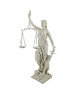 LADY JUSTICE STATUE 11.5" Lawyer Judge Law Gift White Marble Finish Resi... - $51.25