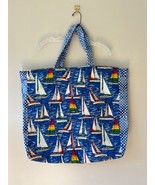 Handmade Tote Eco Friendly Reusable Colorful Sailboat Grocery Beach Bag ... - $372.16 MXN