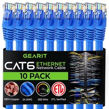 GearIT Cat 6 Ethernet Cable 3 ft (10-Pack) - Cat6 Patch Cable, Cat 6 Pat... - £30.68 GBP