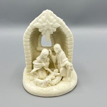 Holy Night 5&quot; Textured Ceramic White Nativity Scene Fun Services - £7.38 GBP