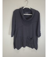 Neon Buddha Sweatshirt Women Small Gray Pullover Cowl Neck Stretch Short... - £18.64 GBP
