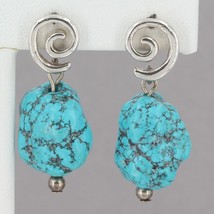 RARE Vintage Silpada Sterling Silver Spiral Turquoise Nugget Drop Earrin... - £47.95 GBP