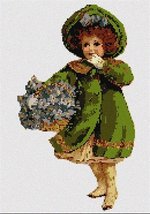 Pepita needlepoint canvas: Mary in Green Coat, 6&quot; x 10&quot; - £38.22 GBP+