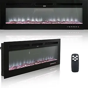 Electric Fireplace Wall Mounted And Recessed 60 Inch Led Fireplace With ... - $555.99