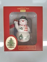 SPODE Christmas Ceramic Snowman Ornament Black Hat Red Bow XT8500-XC NEW - £10.03 GBP