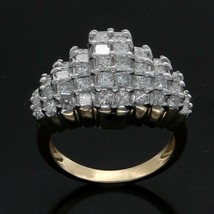 Estate 6.00CT Taglio Princess Diamanti Finti Anello a Grappolo 14K Giallo Dorato - £198.93 GBP