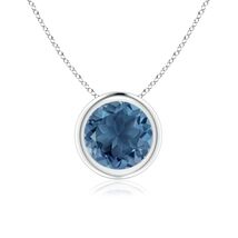 ANGARA 1.55 Ct London Blue Topaz Round Shape Pendant Necklace in Sterlin... - $198.55+