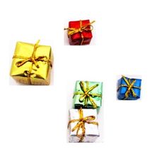 5 x Foil Wrapped Christmas Gift #14 Present Dollhouse Miniatures by Beth - £2.55 GBP