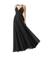 Azazie Black A-Line V-Neck Sonya Lace Chiffon Gown Formal Bridesmaid Dre... - $59.46 CAD