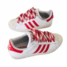 Mens Adidas SuperStar II Classic G43681 White &amp; Red Leather Shoes Sz 10 US - $75.99