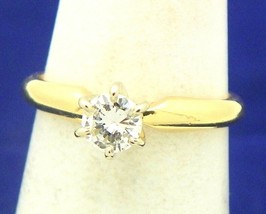 1/3ct Diamond Solitaire Engagement Ring REAL Solid 14 K Gold 2.1 g Size 4.25 - £788.19 GBP