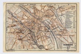 1925 Original Vintage Map Of Bamberg / Verso Passau / Bavaria Bayern / Germany - $23.05