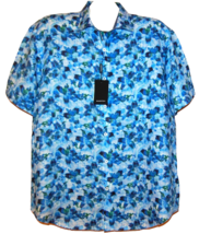 Bugatchi Uomo Men&#39;s Blue White Flower Linen Shirt Size L - £73.61 GBP