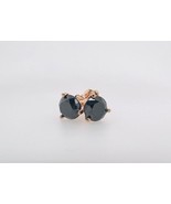 14K Solid Rose Gold Round Black Diamond Martini Push Back Stud Earrings ... - $395.99