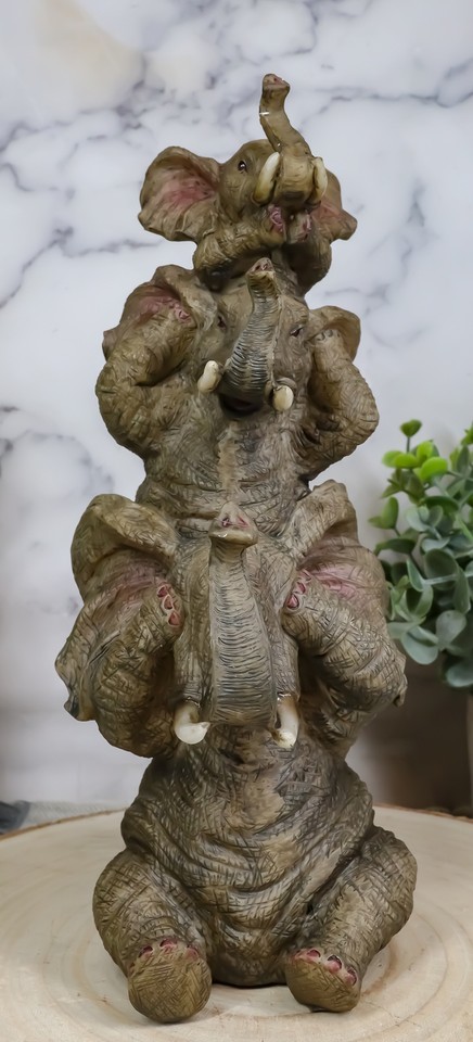 Ebros Safari Acrobats See Hear Speak No Evil Elephants Stacked Figurine ... - $23.99