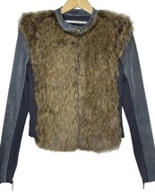 Twelfth Street Cynthia Vincent Womens Leather &amp; Faux Fur Jacket Size 4 Biker - £14.45 GBP