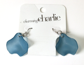 Charming Charlie Faux Sea Glass Dangle Drop Earrings Teal Blue/Green - £7.92 GBP