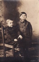 Two Little Boys Real Photo Postcard 1904-20 RPPC A08 - £2.33 GBP