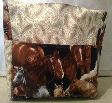 Horses Cowboys Western Brown Saddle Paisley Purse/Project Bag Handmade 12x12 - £29.68 GBP