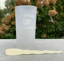 Smirnoff Vodka Blizzard Frosted Tall Cocktail Glass 12 oz &amp; Swizzle Stick Fresca - £19.83 GBP