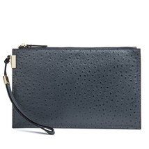 Ostrich pattern  Leather envelope bag Men Briefcase wristlets bag hide Men&#39;s Mes - £114.15 GBP