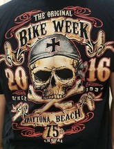 75th Annual Bike Week 2016 Daytona Beach FL Men&#39;s T-Shirt 2XL Black Doub... - £15.77 GBP