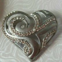 Chicos Silver-tone Rhinestone Heart Brooch AHA 2008 - $12.88 CAD