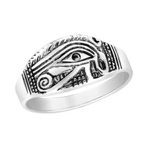 The Eye of Horus Egyptian Hieroglyph Sterling Silver Ring - 7 - £12.62 GBP