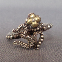 Barbara Bixby Ring Sterling Silver 925 18K Gold Aum Om Lotus Flower Sz 7 7.25 - £89.30 GBP