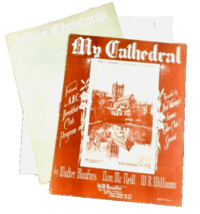 Vintage Sheet Music Set of 2 White Christmas and My Cathedral - £5.51 GBP