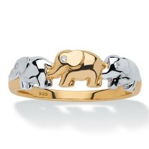 PalmBeach Jewelry 18k Gold-plated Silver Genuine Diamond Accent Elephant Ring - £71.31 GBP