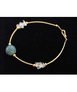 Turquoise and Quartz Liquid 12/20 Gold Bracelet - $224.64 MXN