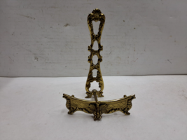Vintage Deep Brass Easel 7&quot;, Small Picture Art Holder Display, Gold Tabl... - $46.03