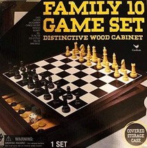 Family 10-in-1 Game Set by Cardinal - All Included in an Elegant Wooden Case! - £26.02 GBP