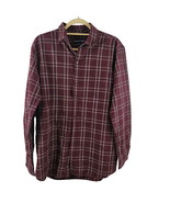 Preswick &amp; Moore Shirt Mens Large Burgundy Red Gold Plaid Button Front C... - £11.68 GBP