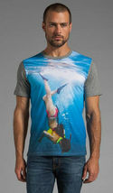PRPS Men&#39;s xxl T-Shirt Diving Snorkeling Photo Print 2XL Snorkel Gray Melange - £11.79 GBP
