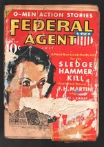 Federal Agent 7/1937-Special FBI Agent K67 appears-Hero pulp-Hugh B. Cave-Art... - £85.60 GBP