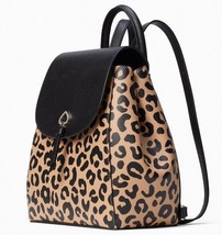 R NWB Kate Spade Adel Leopard Leather Flap Backpack K8464 Cheetah Gift Bag FS - £137.66 GBP
