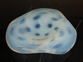Stunning Blue Opalescent Glass Free Form Decorative Piece with Bubbles - £76.91 GBP
