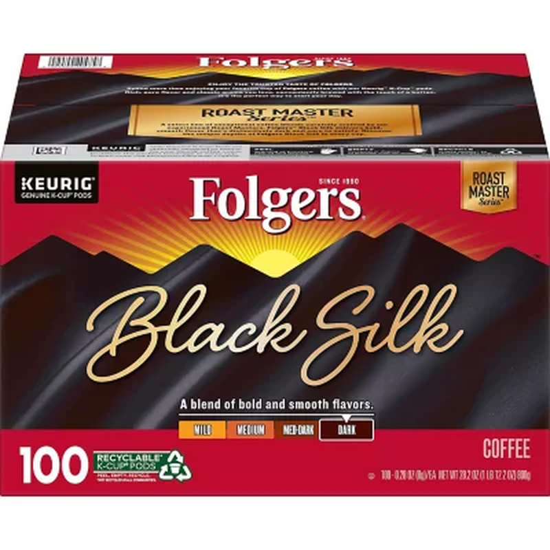 Folgers Dark Roast K-Cup Coffee Pods, Black Silk, 100 Ct. - $60.63